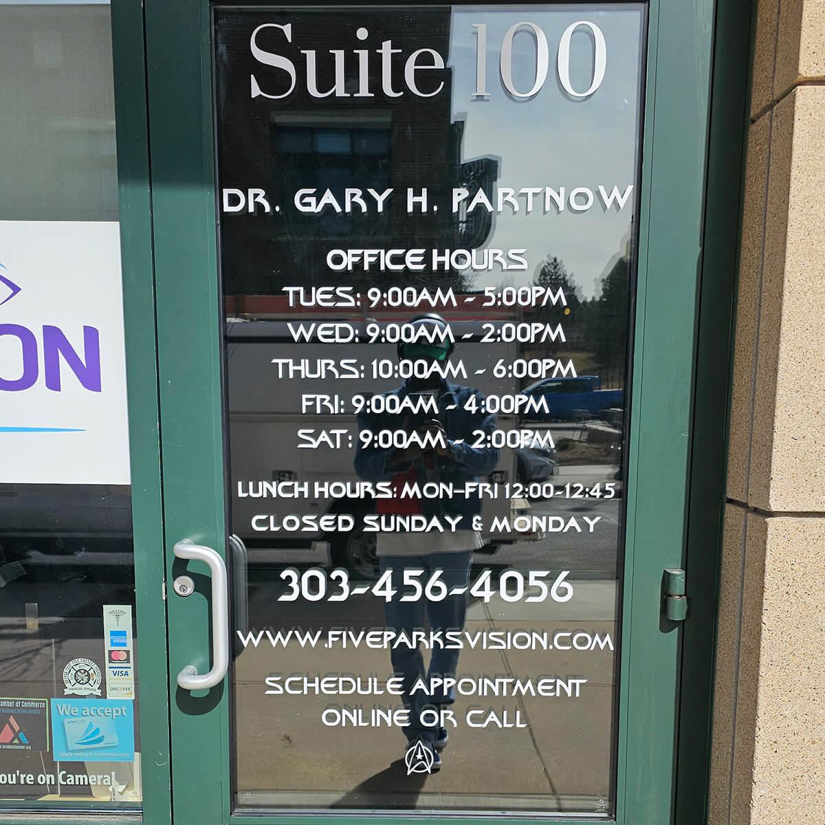 Cut White Vinyl Lettering Office Window Hours