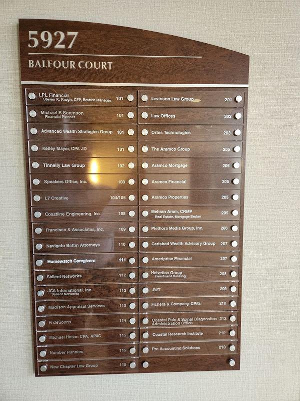 Directory Sign with Acrylic Name Plates - Balfour