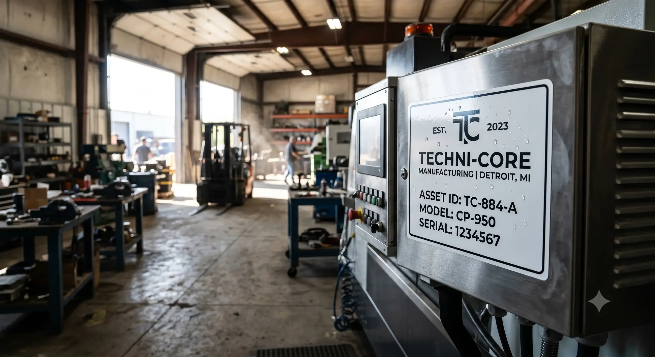 Equipment with large labels