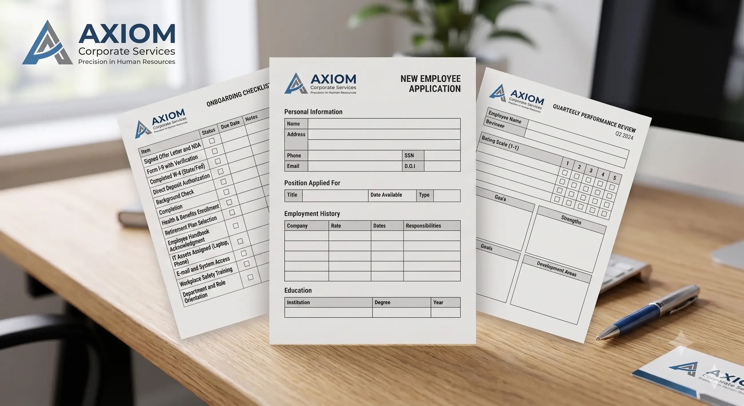 An employee application form