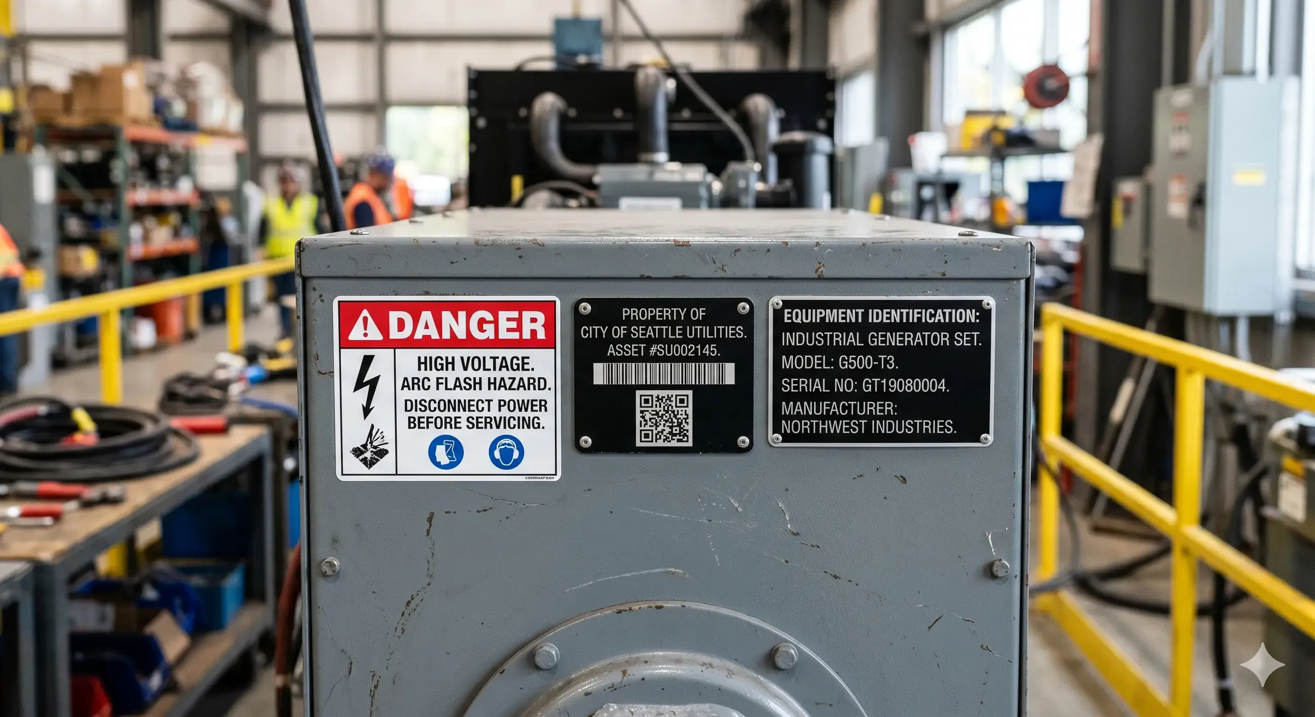 Equipment with sticker labels