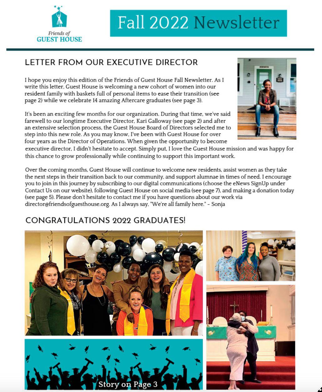 Friend of the Guest House newsletter