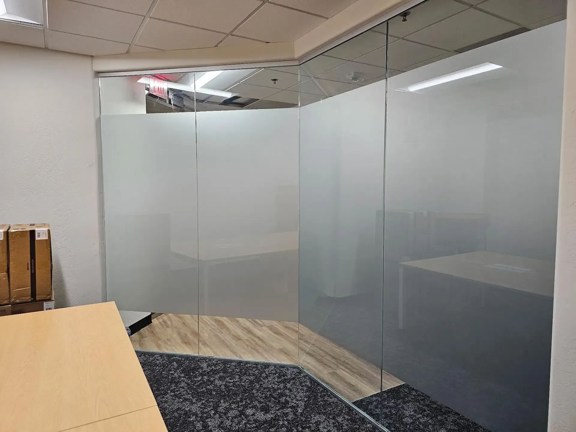 Frosted glass signage at AlphaGraphics Scottsdale Old Town