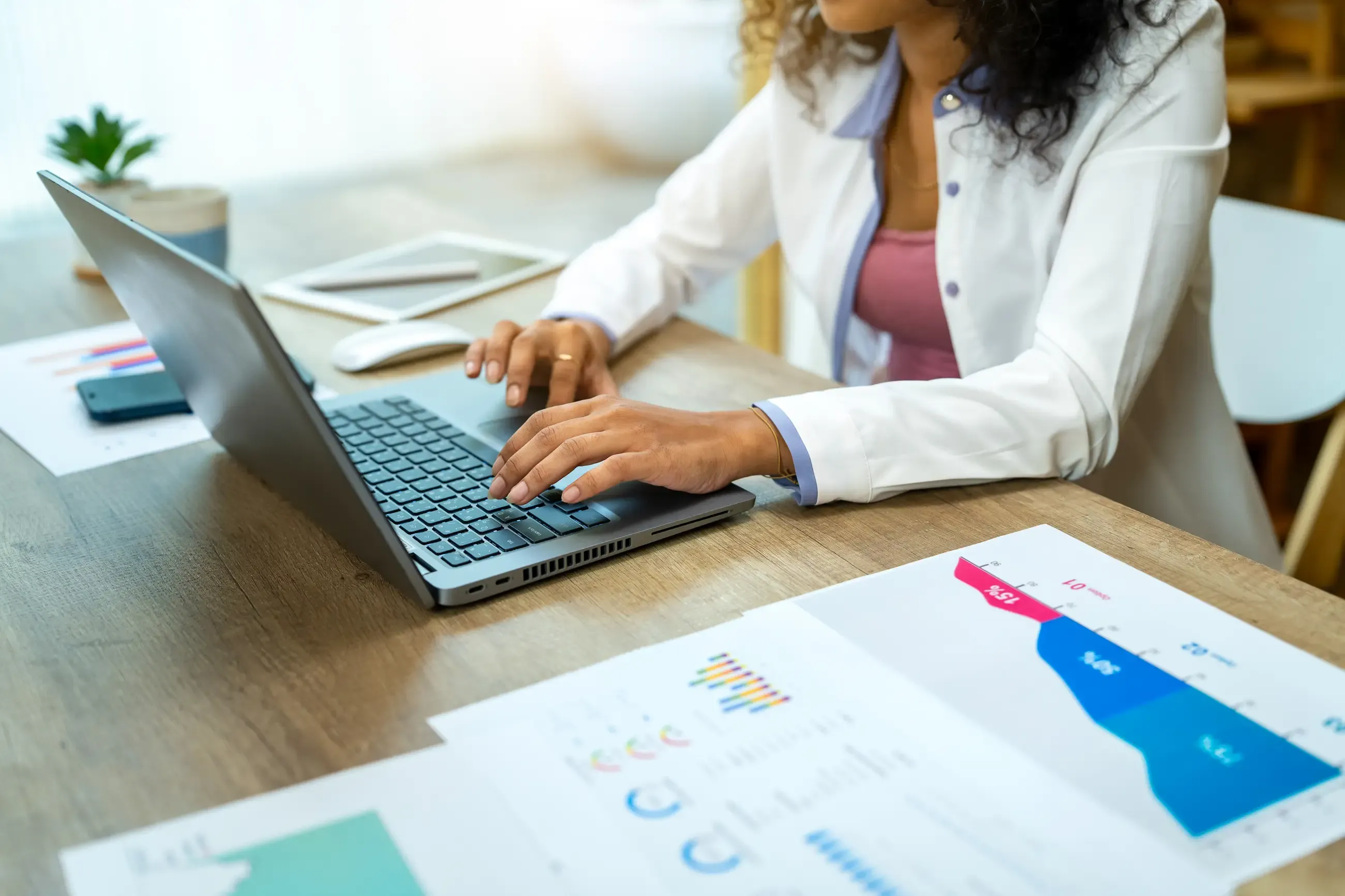 Woman working on laptop