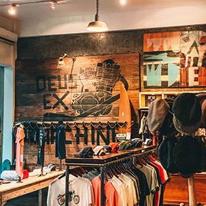 Interior signage in a clothing store