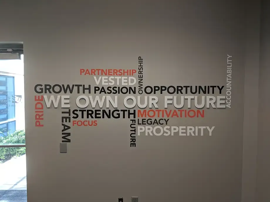 Interior wall graphics at AlphaGraphics University Drive
