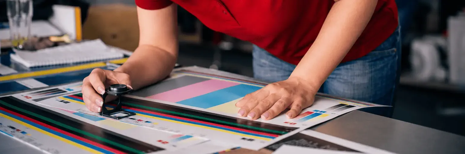 An employee reviewing a project