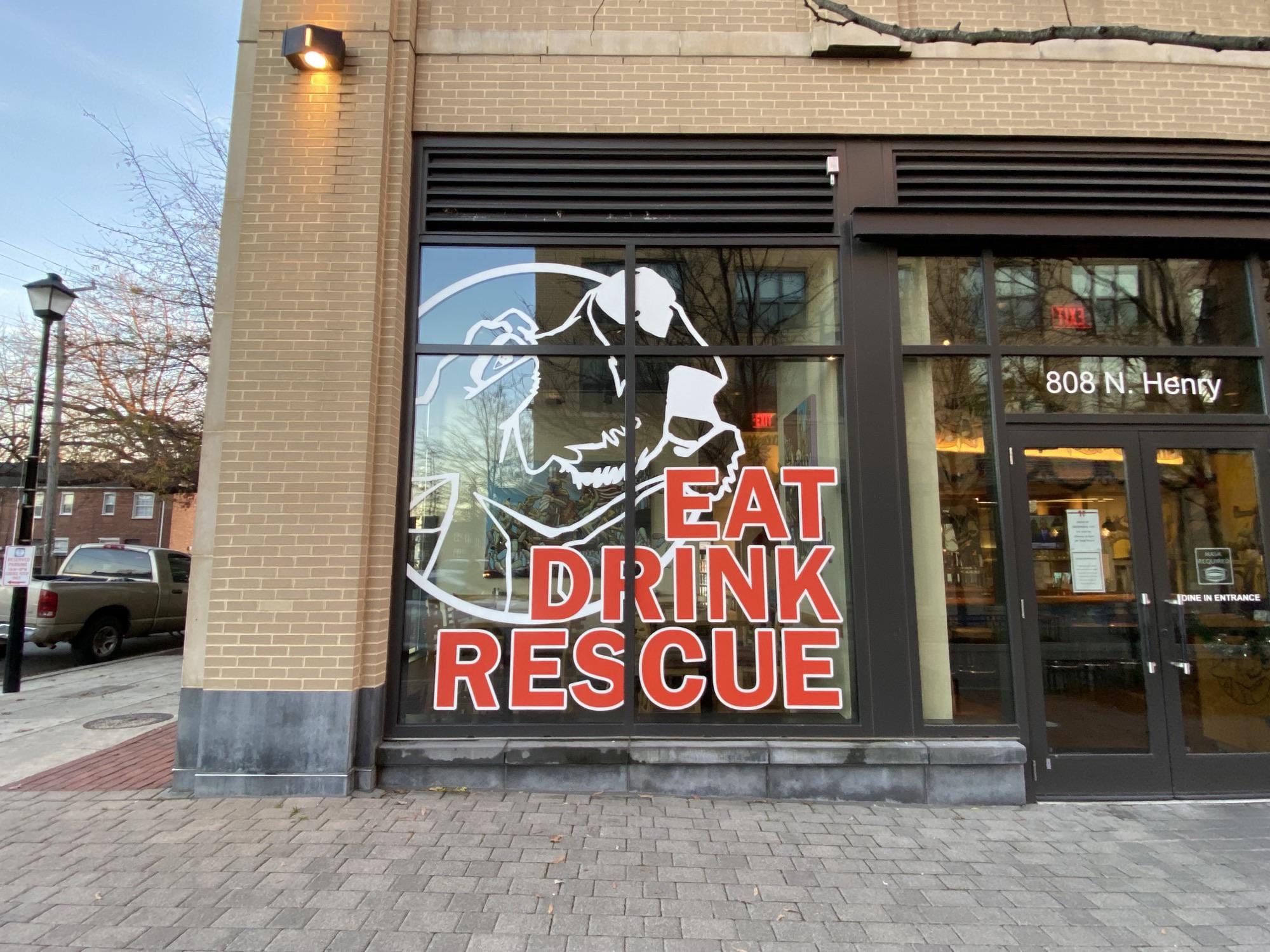 Lost Dog Cafe window graphic