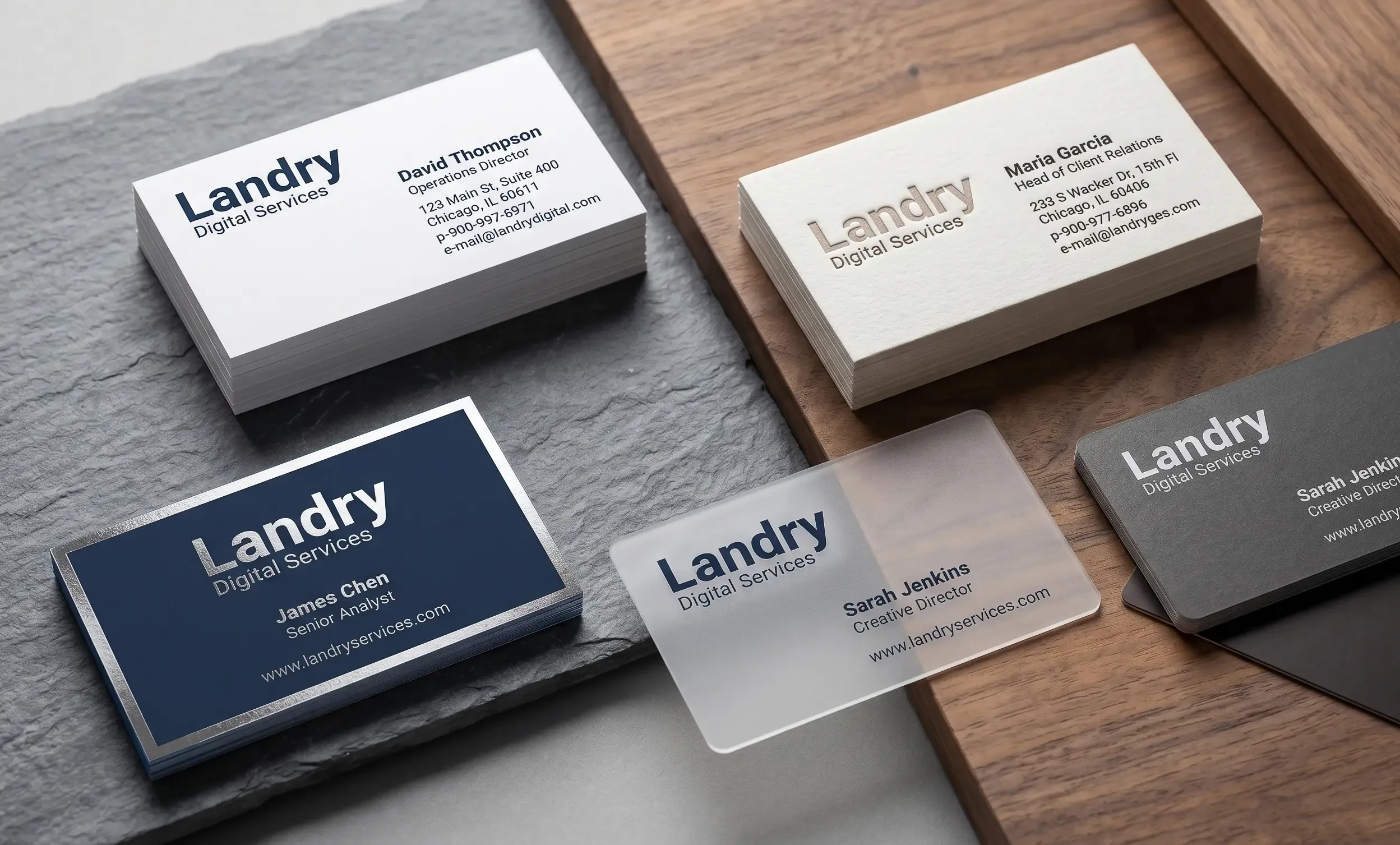 Business cards of different material