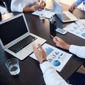 A business financial meeting