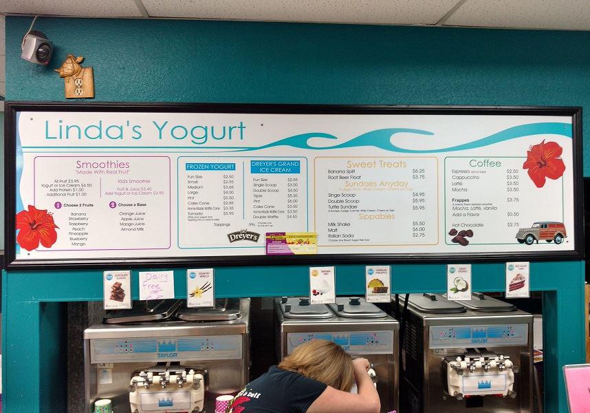 Menu Board - Linda's Yogurt