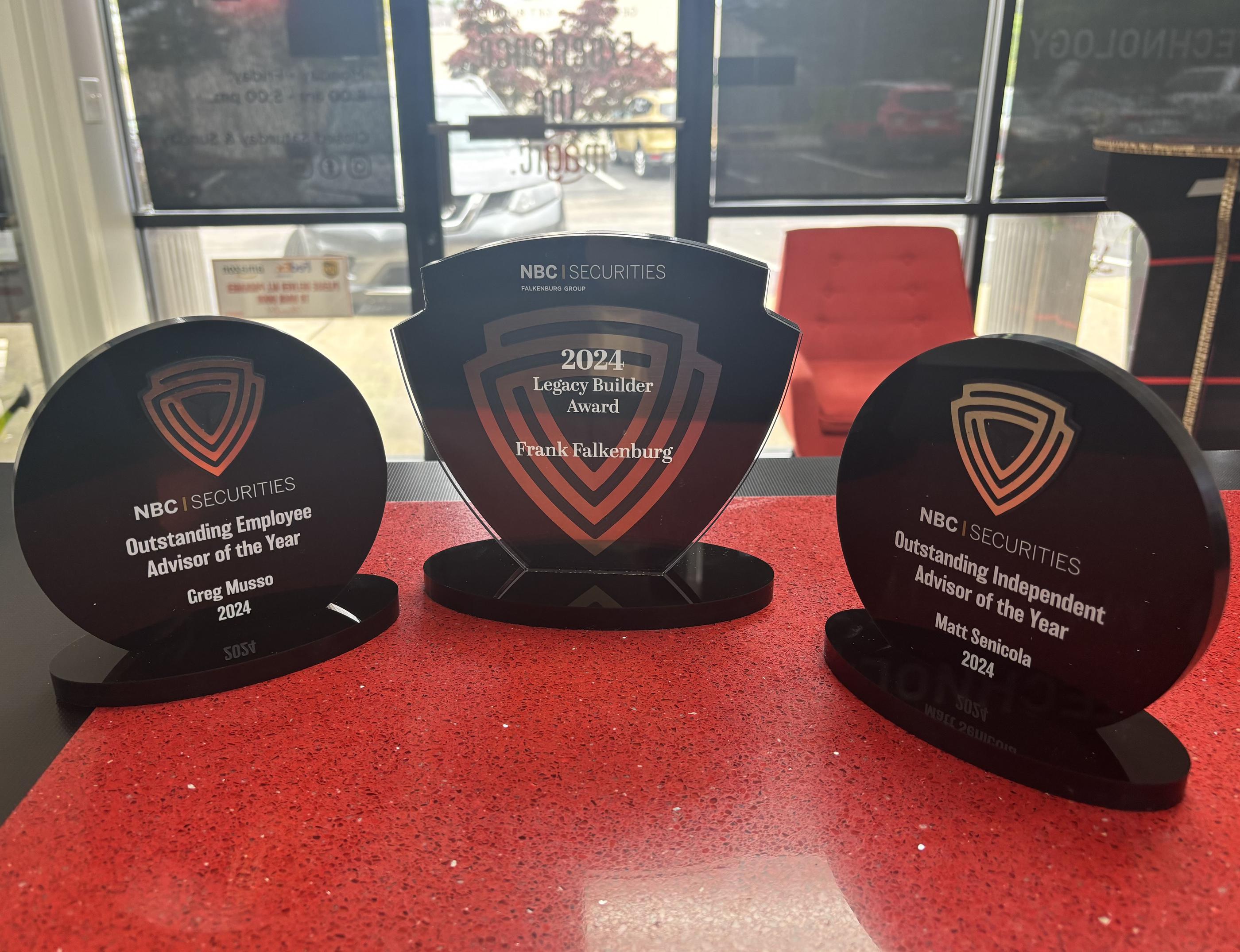 Plaques and awards that shine