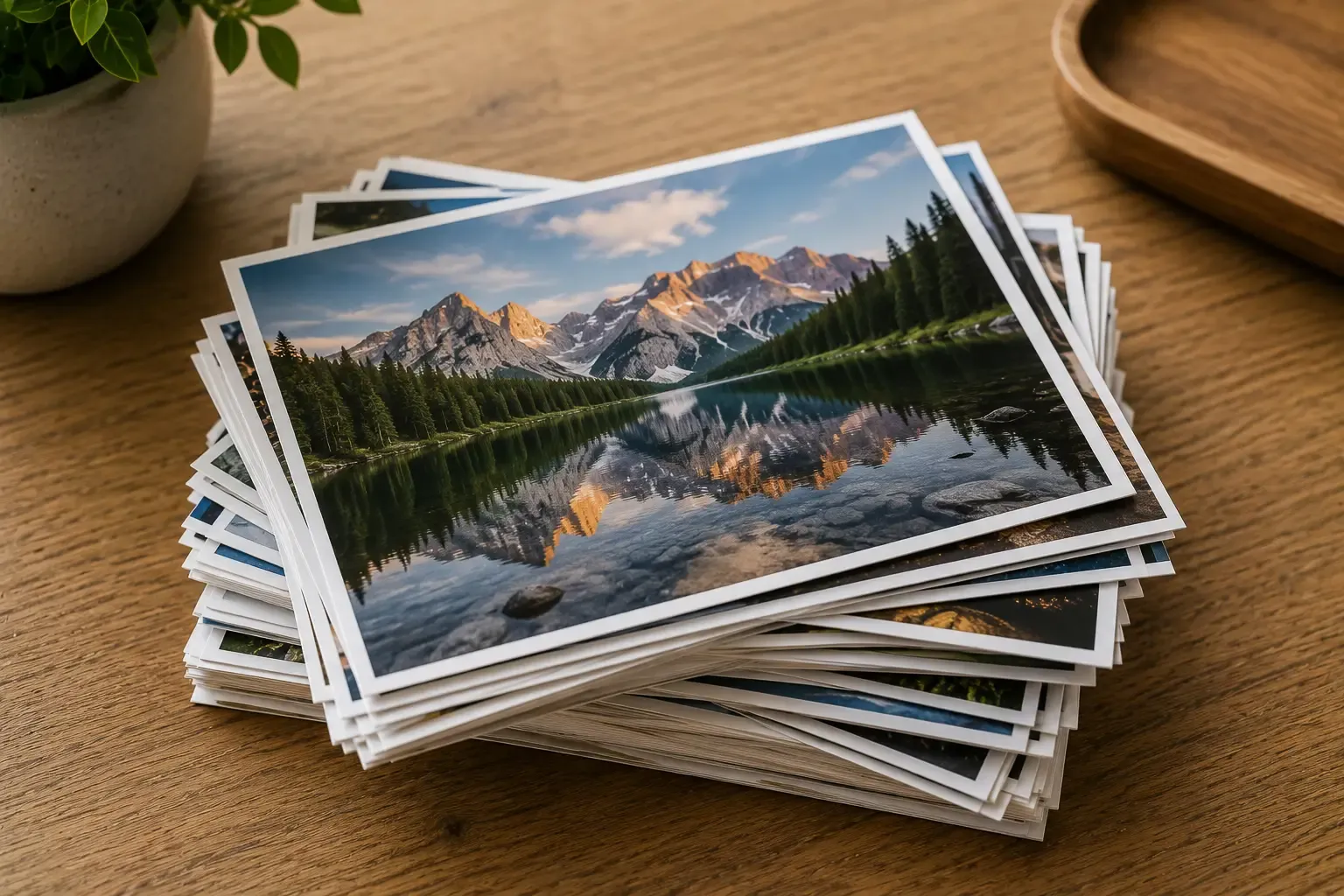 Printed photos stacked