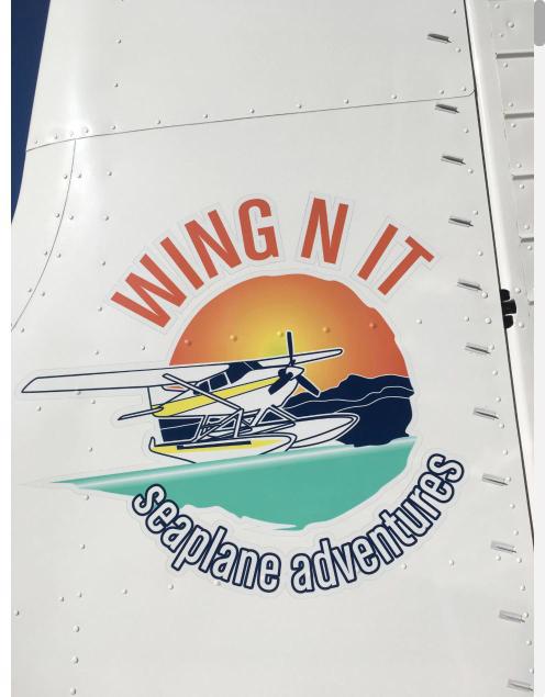 Wing N It Seaplane Adventures logo decal on an aircraft