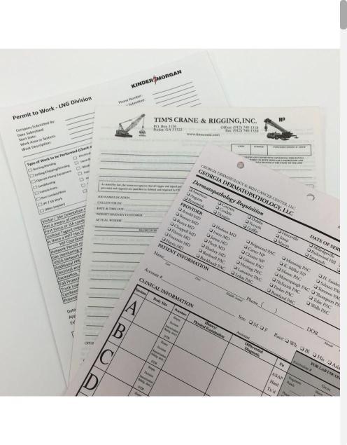 Custom business forms printed for local companies