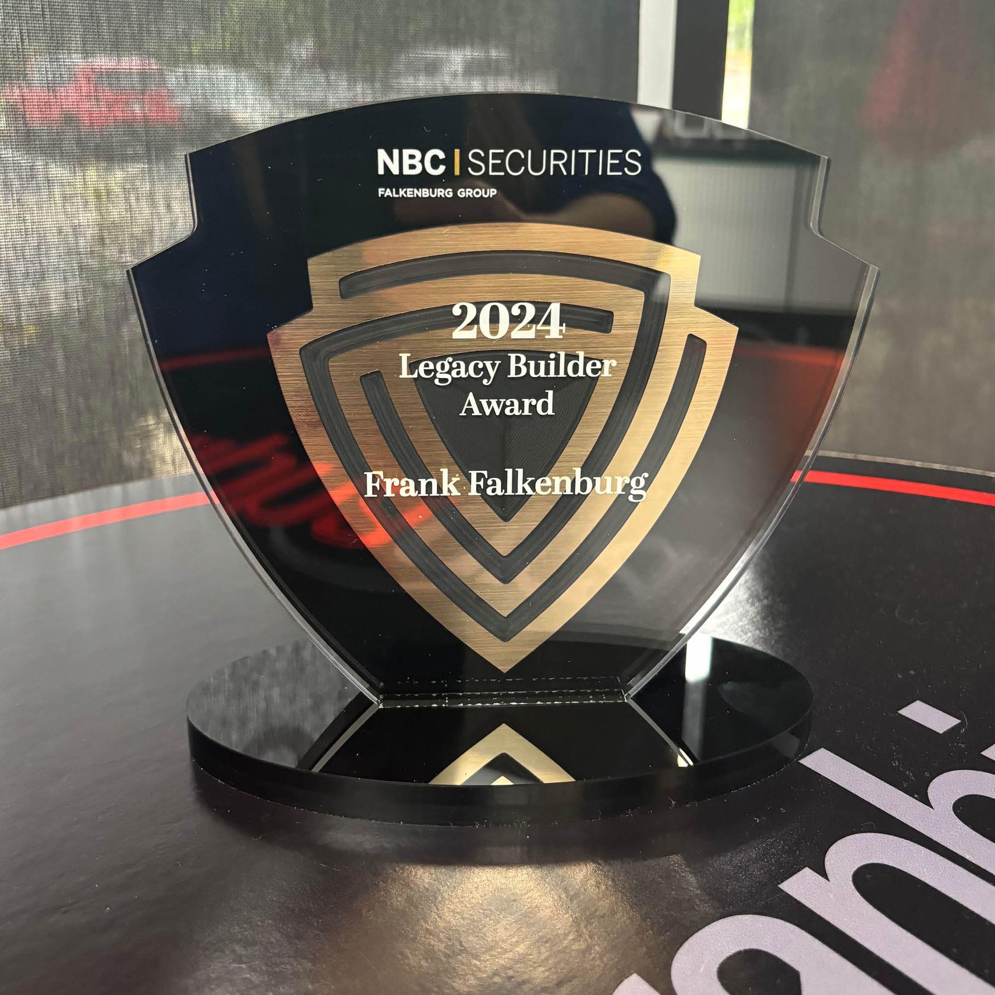 Black and gold acrylic recognition award