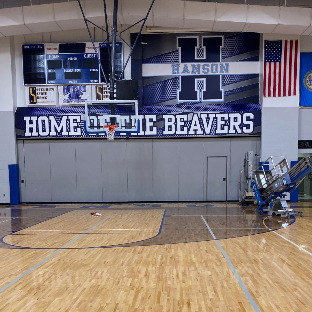 Basketball court banner