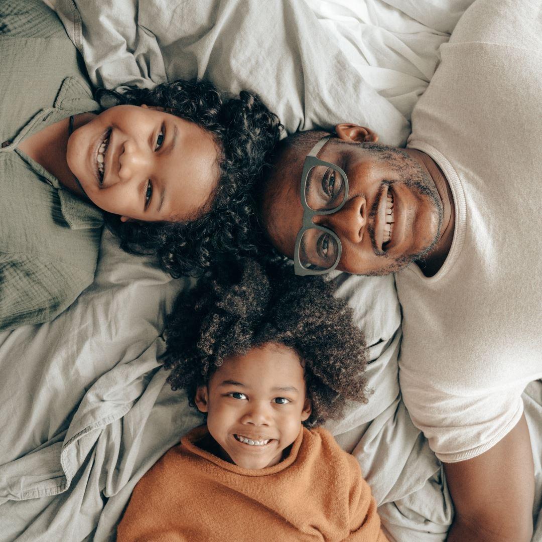 Father and two young children