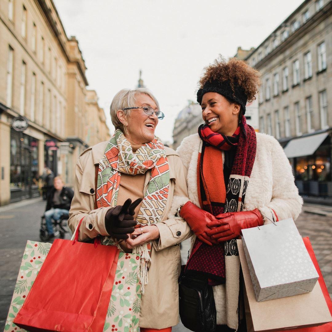 two women shopping pre Christmas