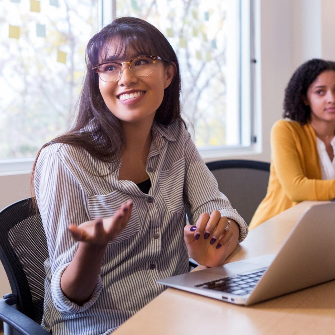 Woman at a corporate desk