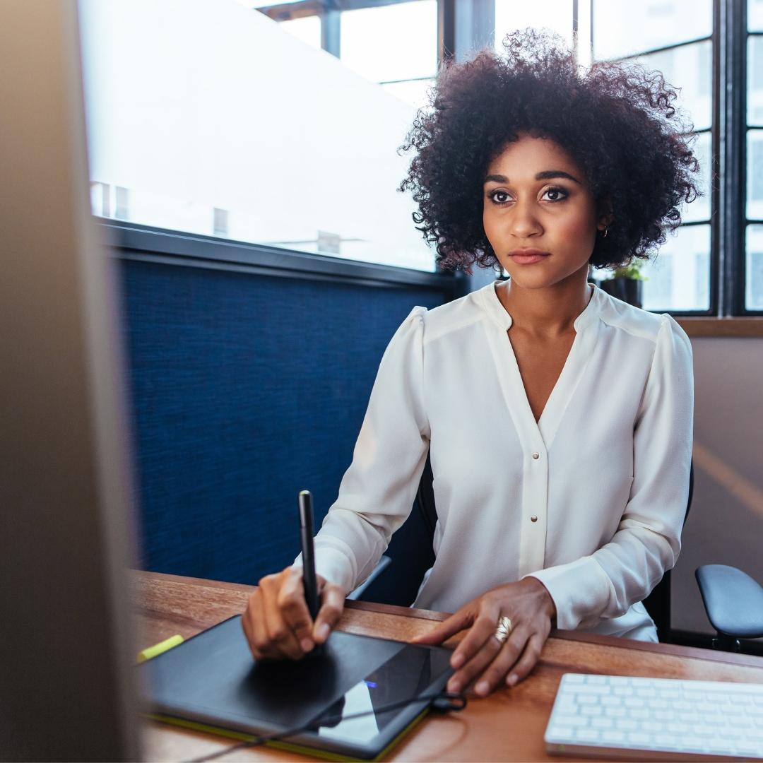 woman working at a computer