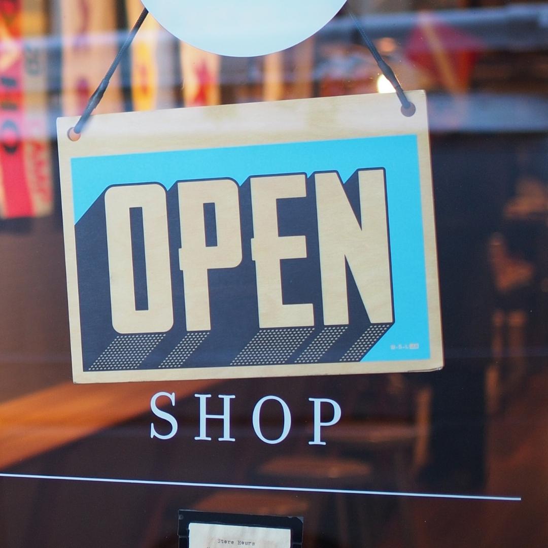 Local shop's open sign