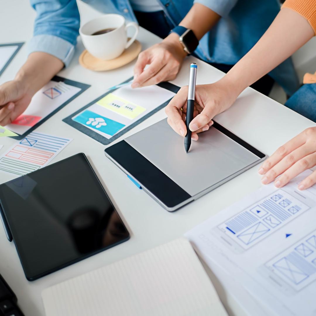 group having a marketing meeting