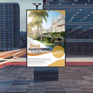 An advertisement in the street for a beach house sale