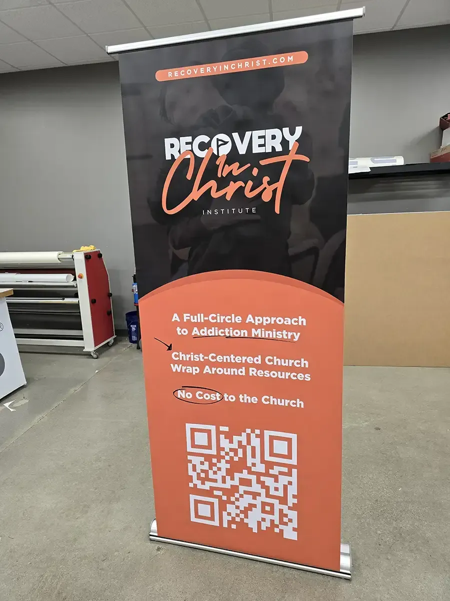 Retractable banner display at AlphaGraphics Franklin