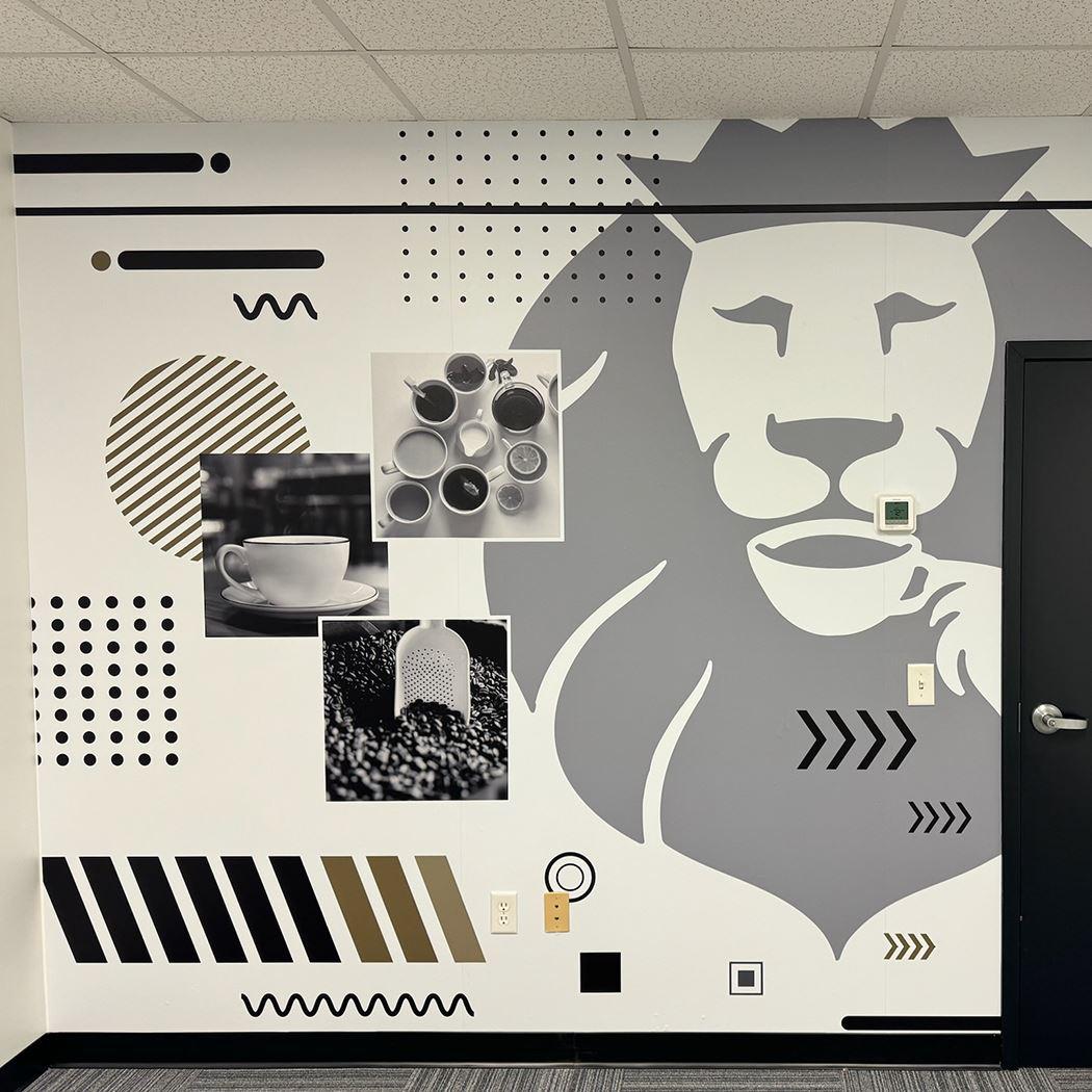 Custom Printed Vinyl Wall Covering for Royal Cup Coffee