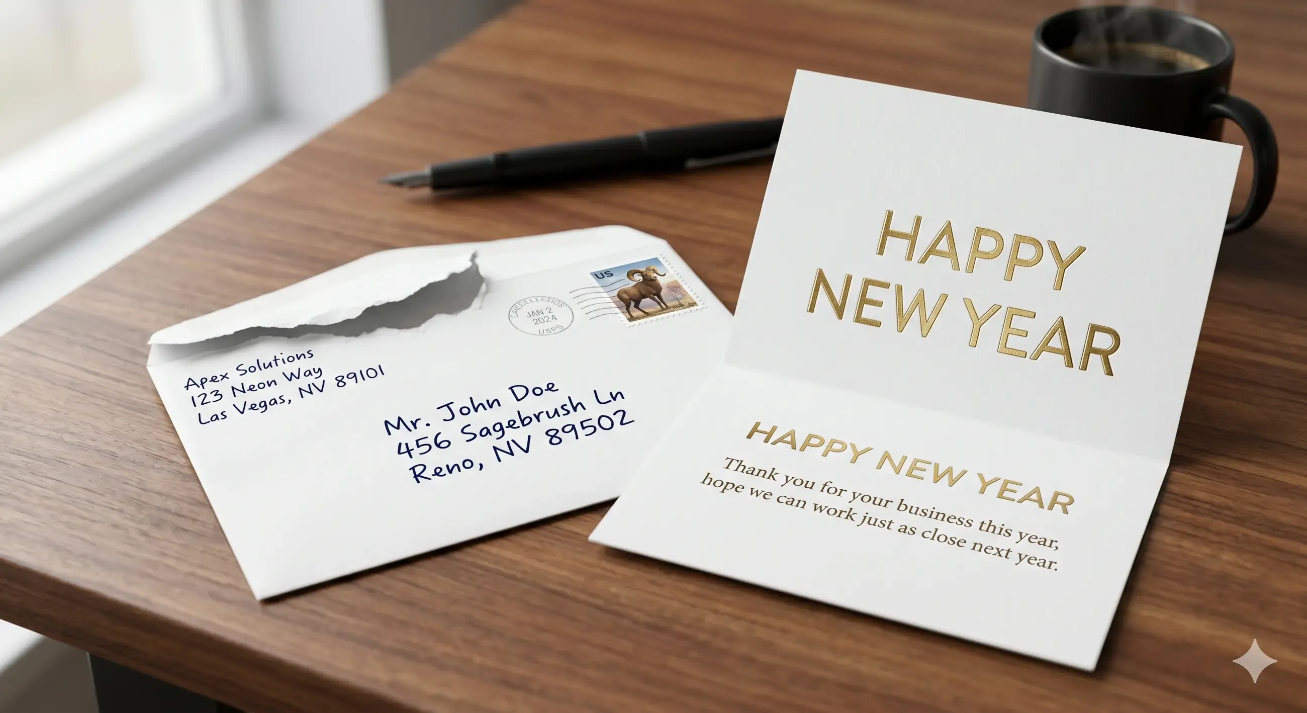 A Happy New Year card