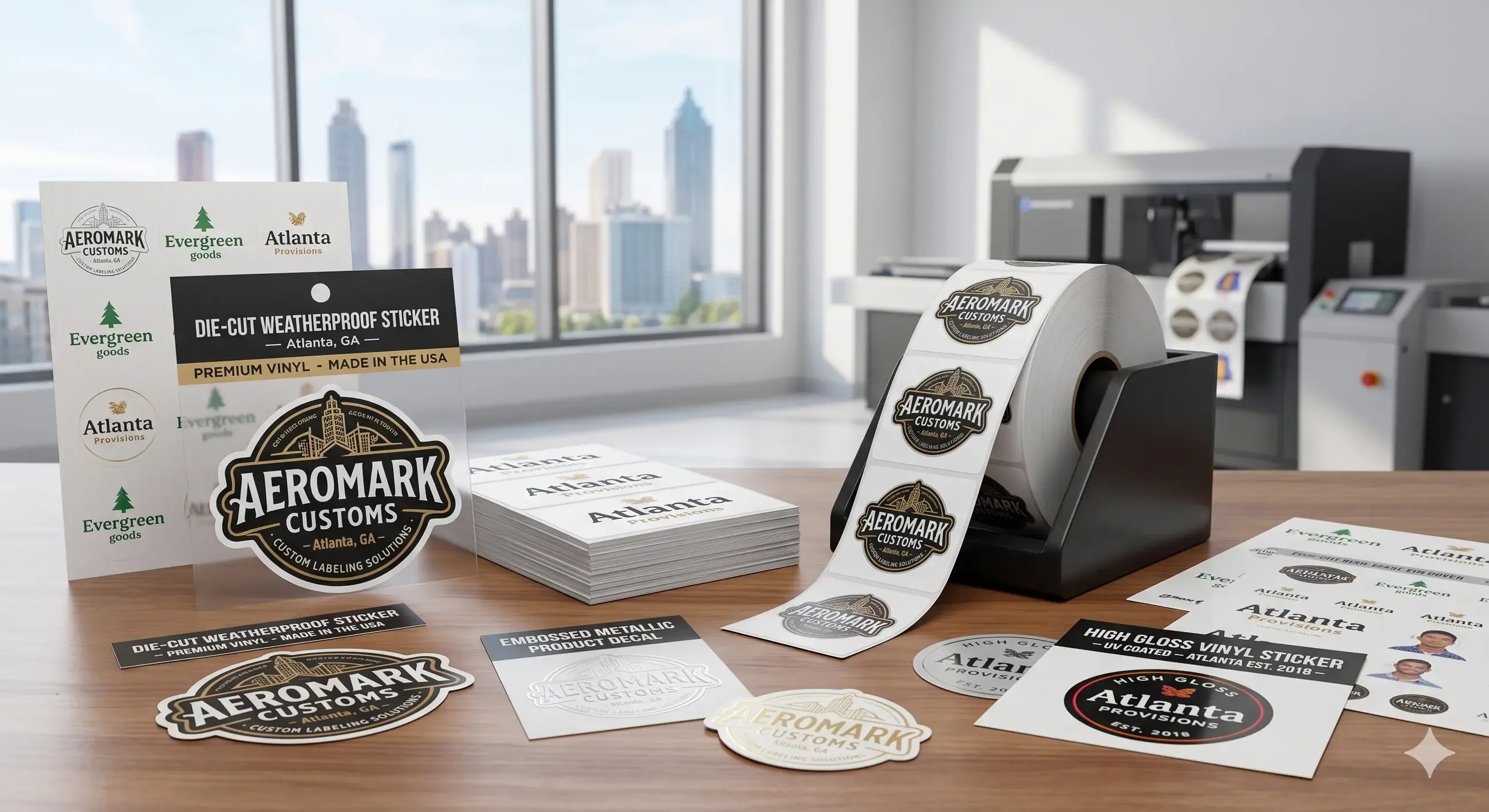Stickers of different shapes and finishes