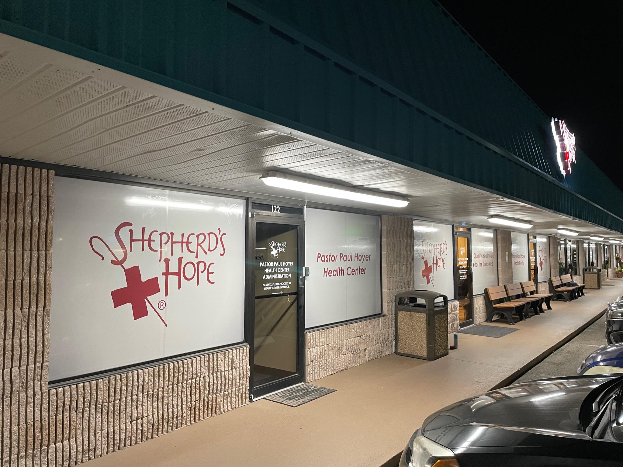 Shepherd's Hope window graphics