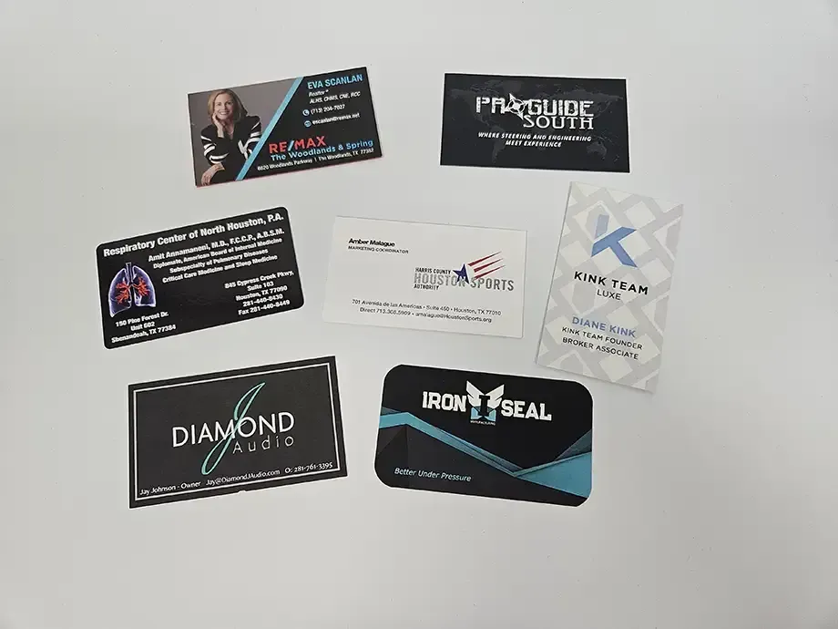 Specialty business cards at AlphaGraphics The Woodlands