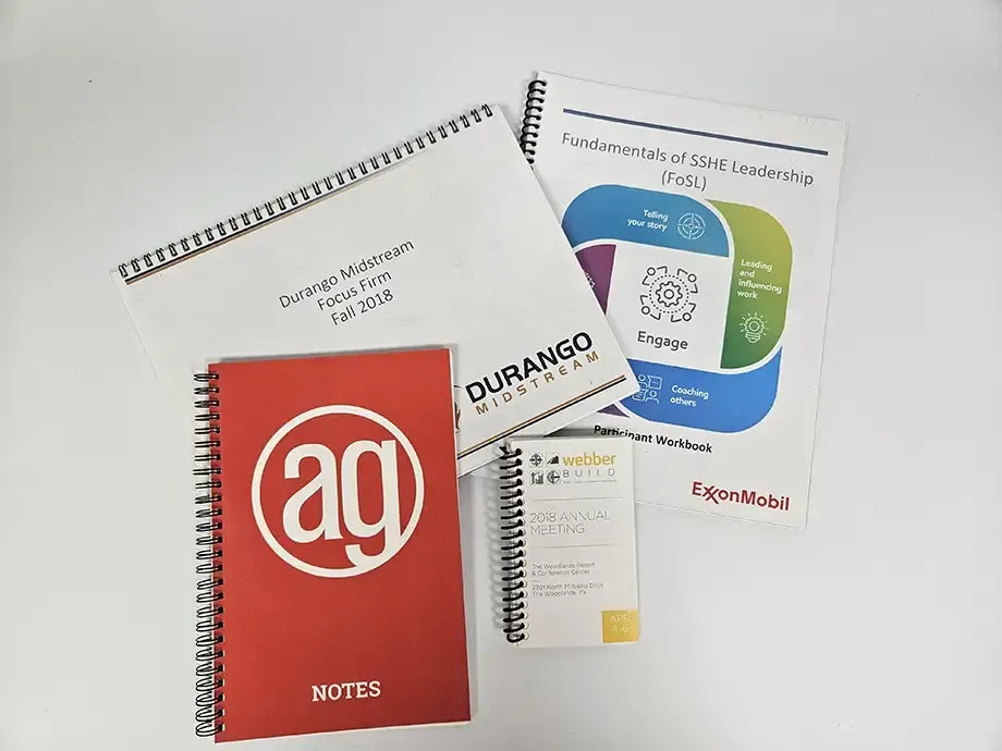 Spiral and wire-O books at AlphaGraphics The Woodlands