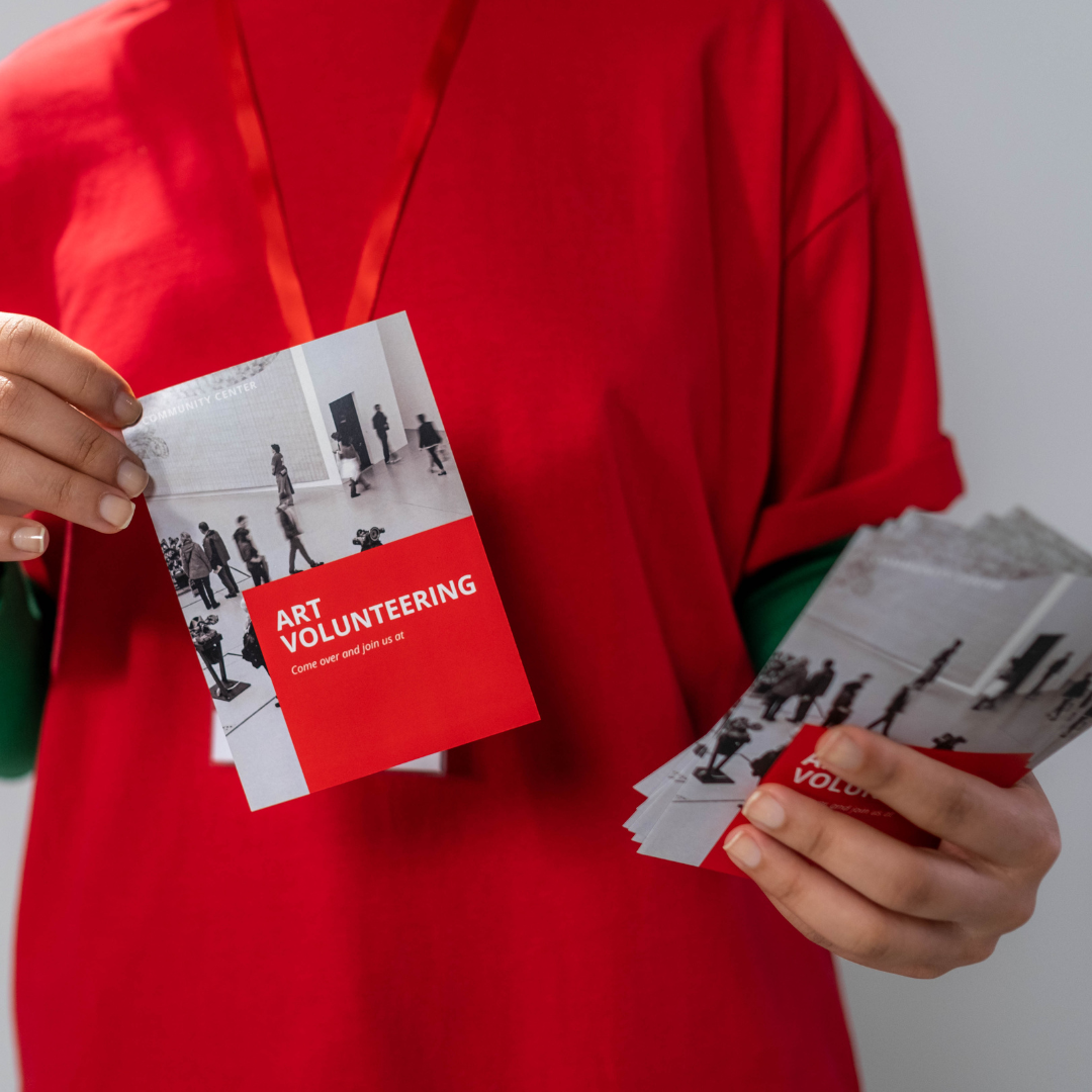 person holding flier