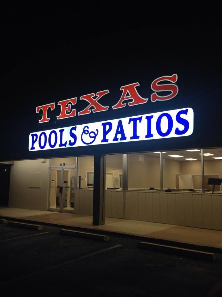 Texas pools patio illuminated sign