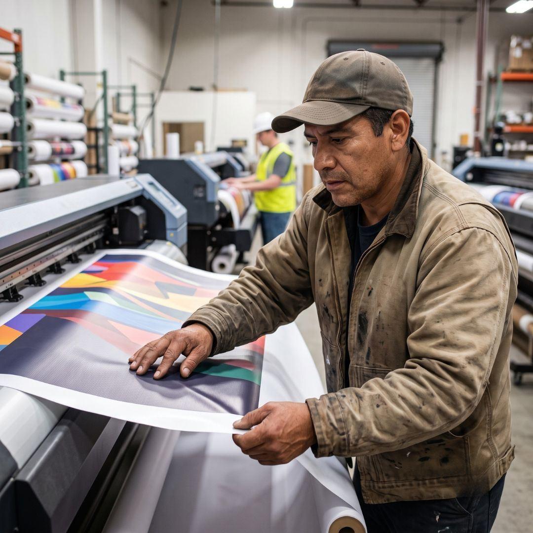 photo of man printing sign