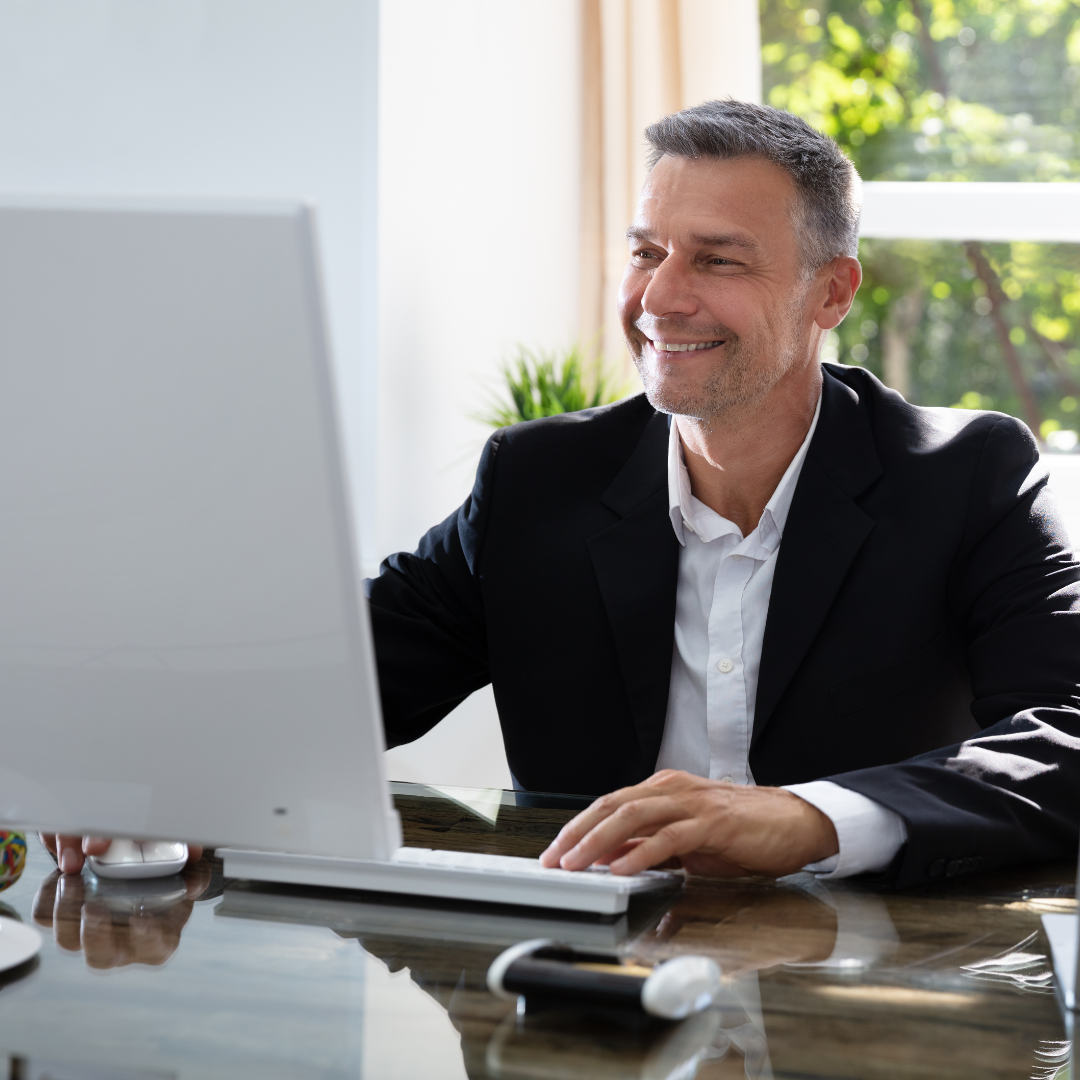 man working on computer