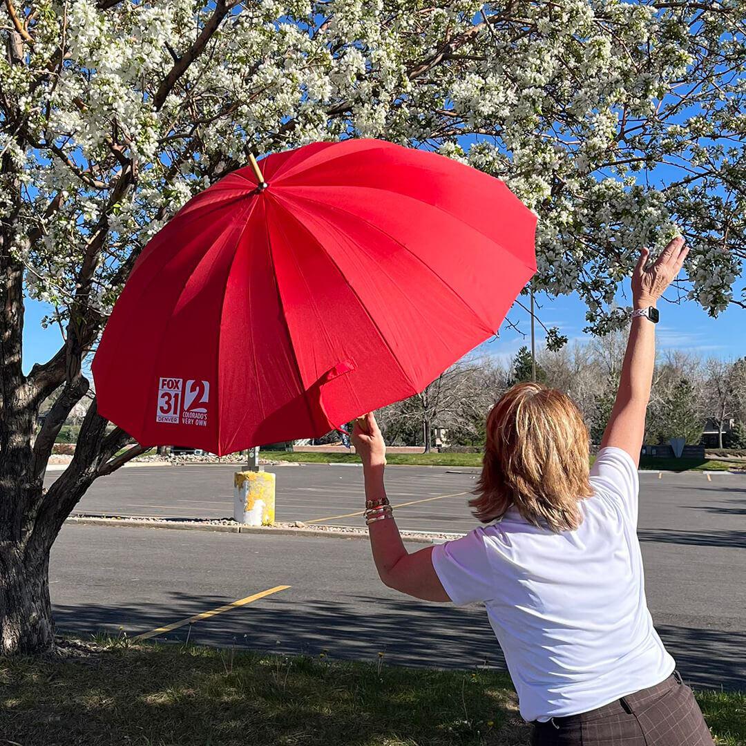 Umbrella With Printed Logo On It For Kdvr Denver