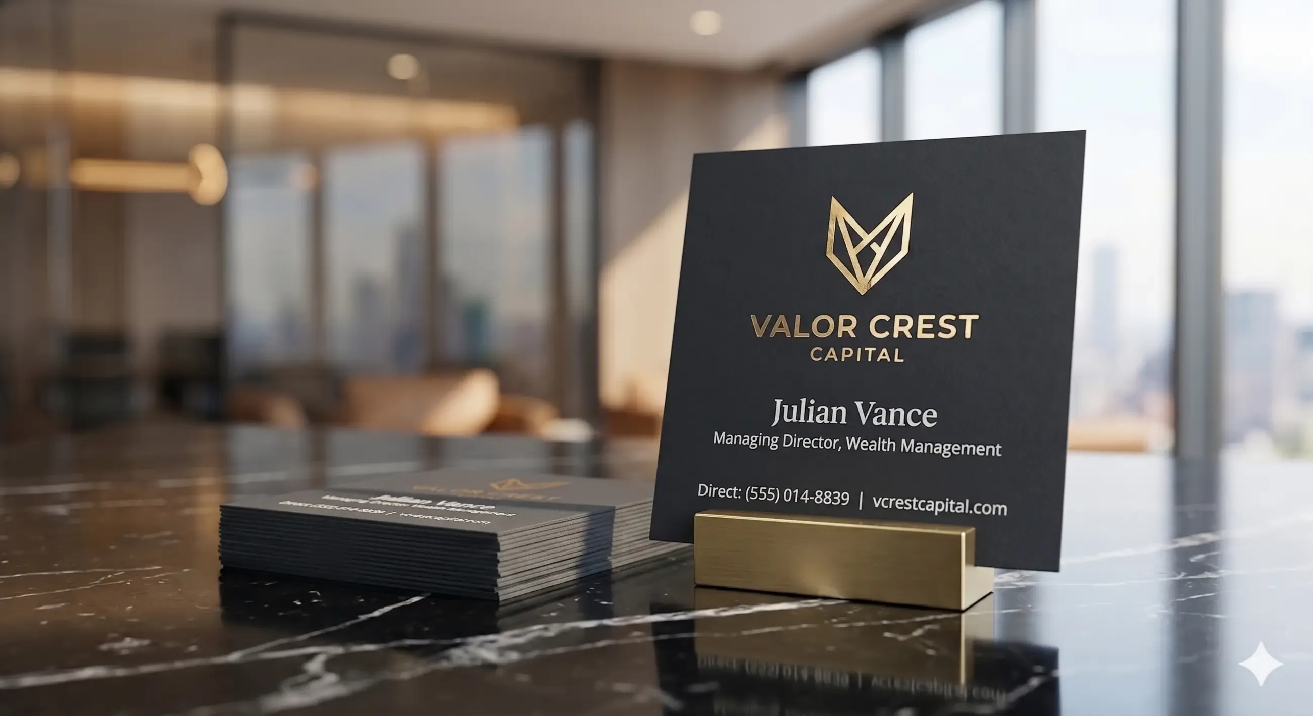 Valor Crest Capital square business card