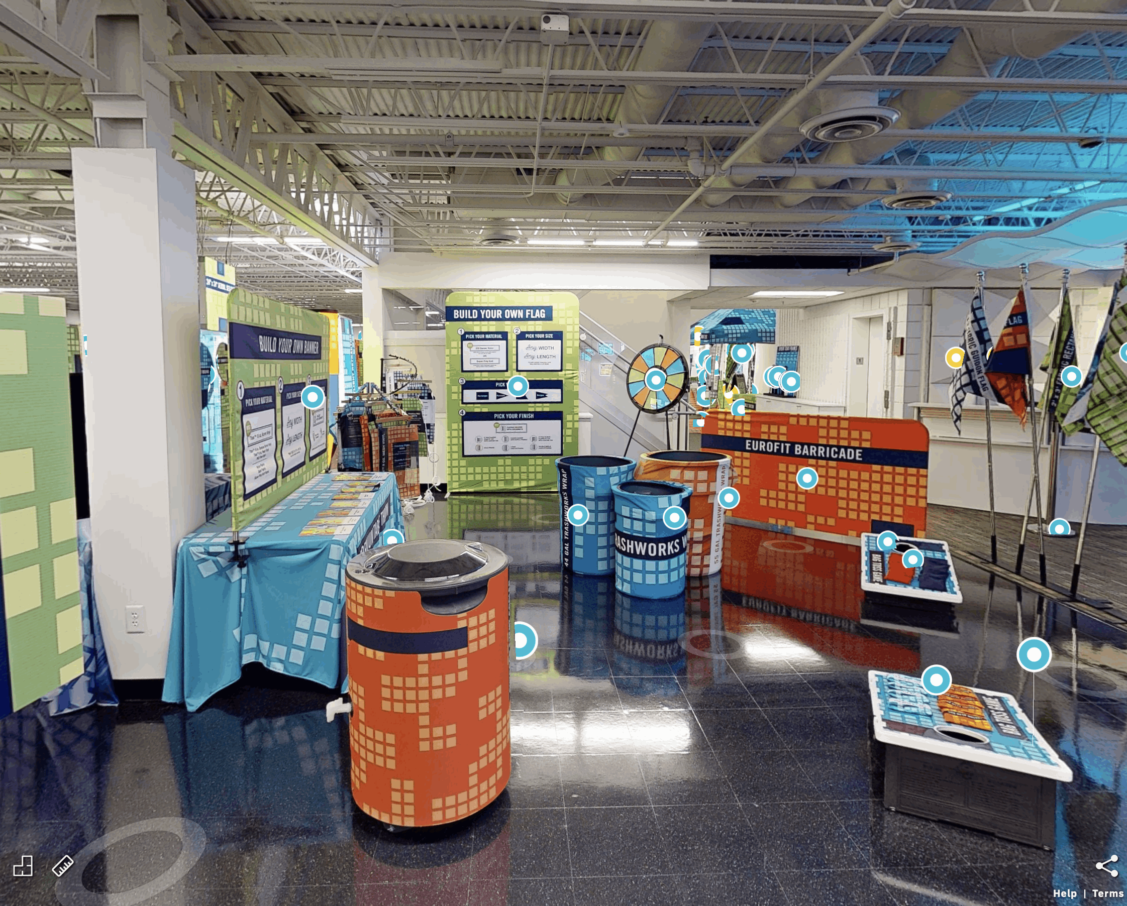 Virtual showroom for tradeshow gear