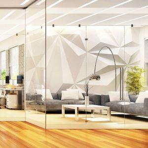 Polygonal wall graphics at a salon