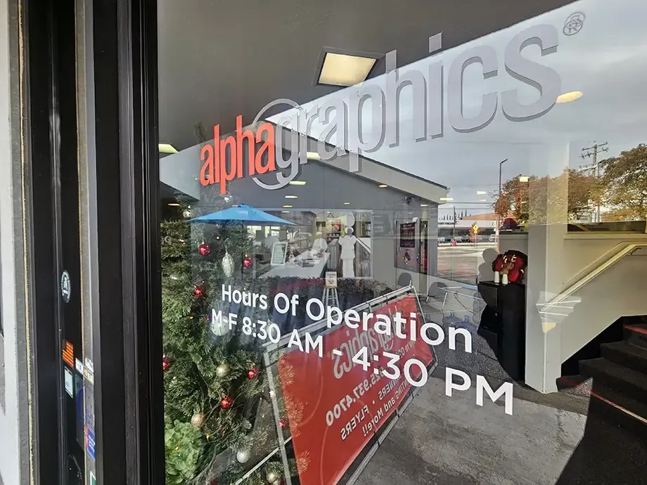 Window decals from AlphaGraphics Walnut Creek